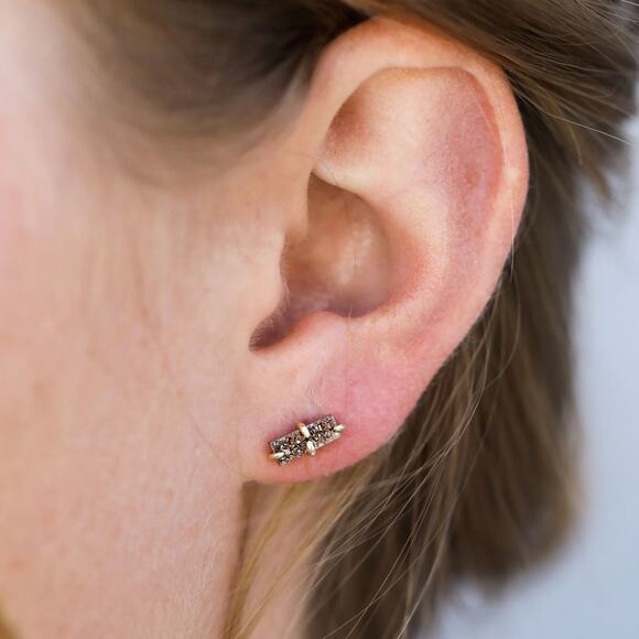 NEW ANTHROPOLOGIE JaxKelly 18kt Gold Red Druzy Stone Gemstone Bar Earring - Picture 4 of 8